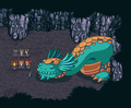 Charlotte's sprite, pictured with a younger Dad, and a great dragon.